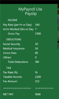 Скриншот приложения MyPayroll Lite - №3