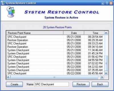 Скриншот приложения System Restore Control - №2
