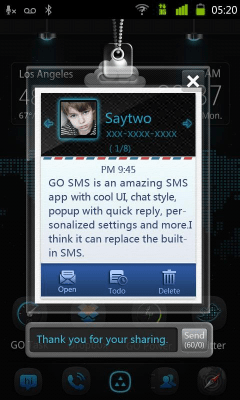 Скриншот приложения GO SMS Pro IDCard Popup Theme - №2