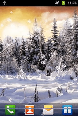 Скриншот приложения Живые Обои Зимний Лес Снежинки - №2