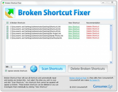 Скриншот приложения Broken Shortcut Fixer - №1