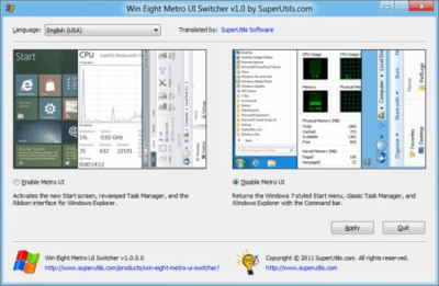 Скриншот приложения Win Eight Metro UI Switcher - №1