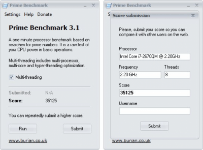 Скриншот приложения Prime Benchmark Portable - №1