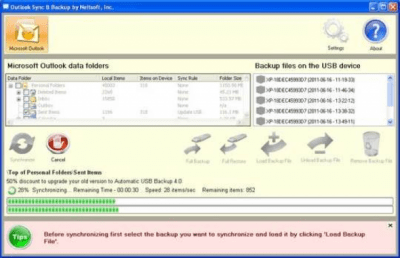 Скриншот приложения Outlook Sync &amp; Backup Portable - №2
