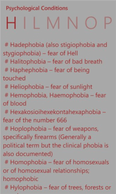 Скриншот приложения Phobia Names - №3