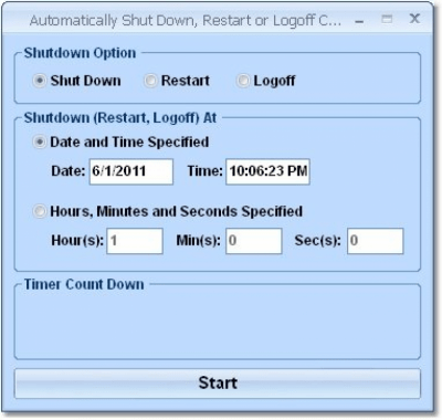 Скриншот приложения Automatically Shut Down, Reboot or Logoff Computer At Certain Time - №1