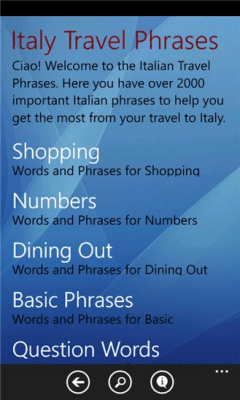 Скриншот приложения Italy Travel Phrases - №4