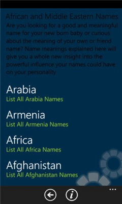 Скриншот приложения African and Middle Eastern Names - №1