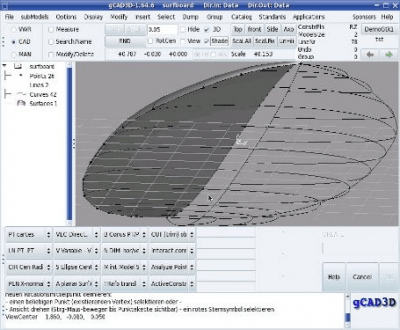 Скриншот приложения gCAD3D - №1