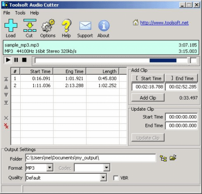 Скриншот приложения Toolsoft Audio Cutter - №1