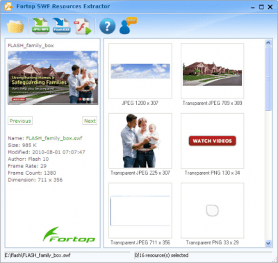 Скриншот приложения SWF Resources Extractor - №1
