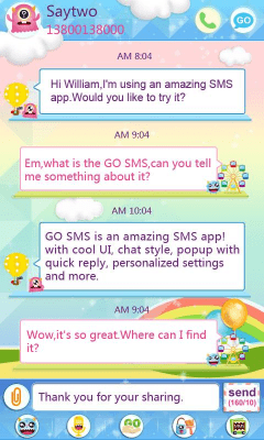 Скриншот приложения GO SMS Pro CuteMonster ThemeEX - №2