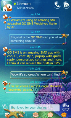 Скриншот приложения GO SMS Pro Seabed Super ThemEX - №2