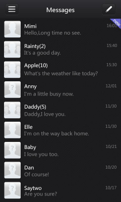 Скриншот приложения GO SMS Pro IPhoneBlack ThemeEX - №4