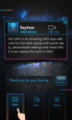 Скриншот приложения GO SMS Pro OpticalCard Pop Thx - №2