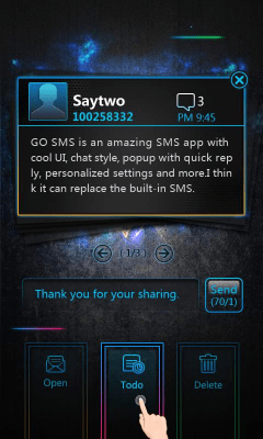 Скриншот приложения GO SMS Pro OpticalCard Pop Thx - №3