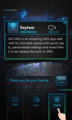 Скриншот приложения GO SMS Pro OpticalCard Pop Thx - №4