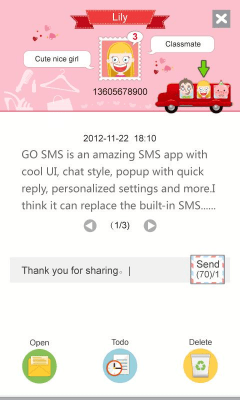 Скриншот приложения GO SMS Pro Friends Popup Thx - №2