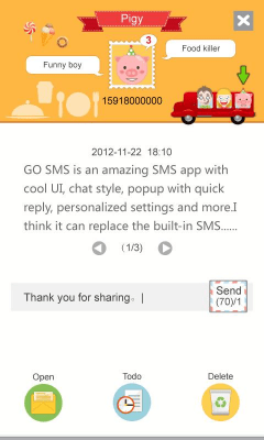 Скриншот приложения GO SMS Pro Friends Popup Thx - №3