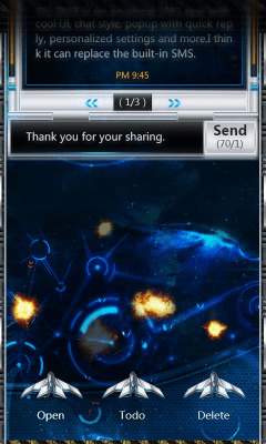 Скриншот приложения GO SMS Pro SpaceBattle Pop Thx - №2