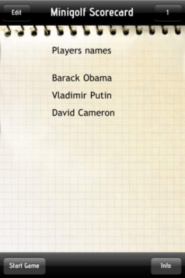 Скриншот приложения Miniature Golf Scorecard - №3