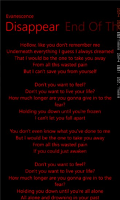 Скриншот приложения Evanescence Lyrics - №2