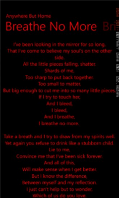 Скриншот приложения Evanescence Lyrics - №5