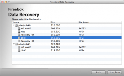 Скриншот приложения Fireebok Data Recovery for Mac - №1