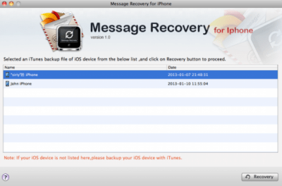 Скриншот приложения Message Recovery for iPhone for Mac - №1