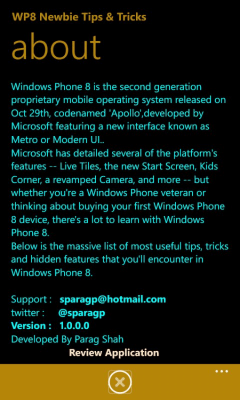 Скриншот приложения WP8TipsandTricks - №1