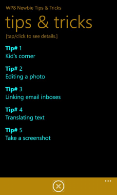 Скриншот приложения WP8TipsandTricks - №3