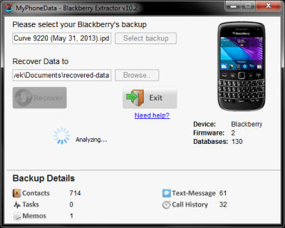 Скриншот приложения Blackberry Extractor - №2