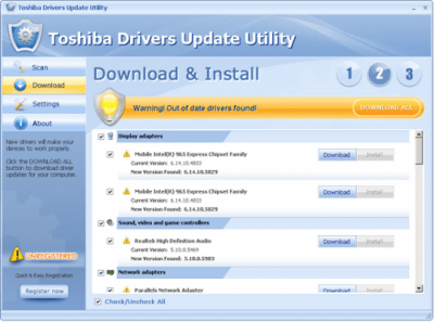 Скриншот приложения Toshiba Drivers Update Utility - №1