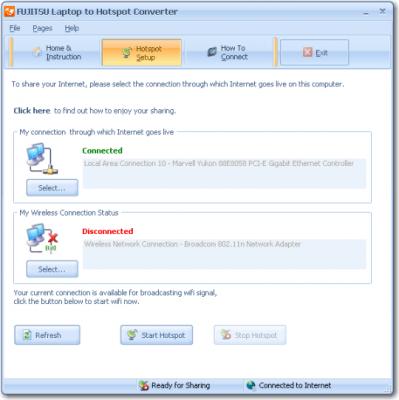 Скриншот приложения FUJITSU Laptop to Hotspot Converter - №2