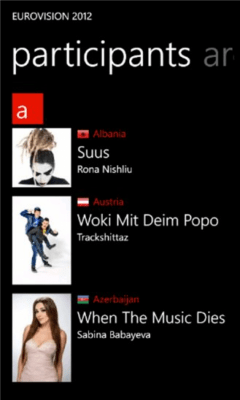 Скриншот приложения Eurovision 2012 - №4