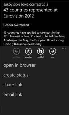 Скриншот приложения Eurovision 2012 - №7