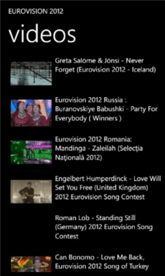 Скриншот приложения Eurovision 2012 - №8