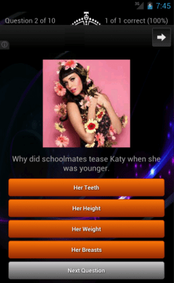 Скриншот приложения Katy Perry Quiz Lyrics Game - №16