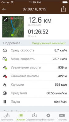 Скриншот приложения Runtastic Mountain Bike GPS Cycling Computer & Tracker - №4