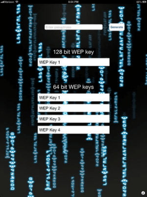 Скриншот приложения WEP Generator for WiFi Passwords - №1