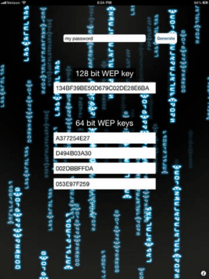 Скриншот приложения WEP Generator for WiFi Passwords - №2