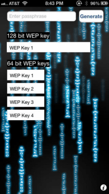 Скриншот приложения WEP Generator for WiFi Passwords - №3