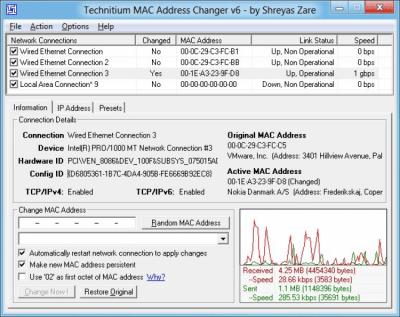 Скриншот приложения Technitium MAC Address Changer - №1