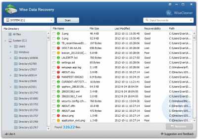 Скриншот приложения Wise Data Recovery Portable - №1