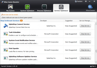 Скриншот приложения Wise Game Booster Portable - №4