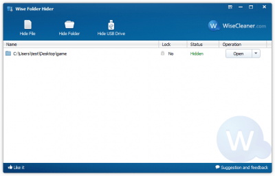 Скриншот приложения Wise Folder Hider Portable - №1