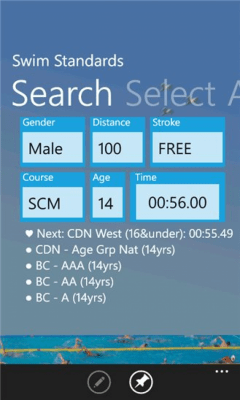 Скриншот приложения Swim Standards - №1