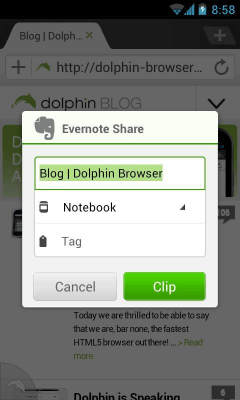 Скриншот приложения Dolphin: Evernote Add-on - №1