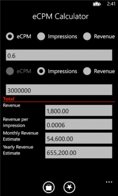 Скриншот приложения eCPM Calc - №1