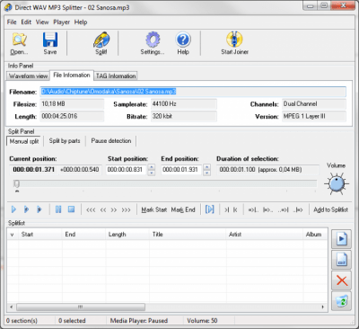 Скриншот приложения Direct WAV MP3 Splitter - №2